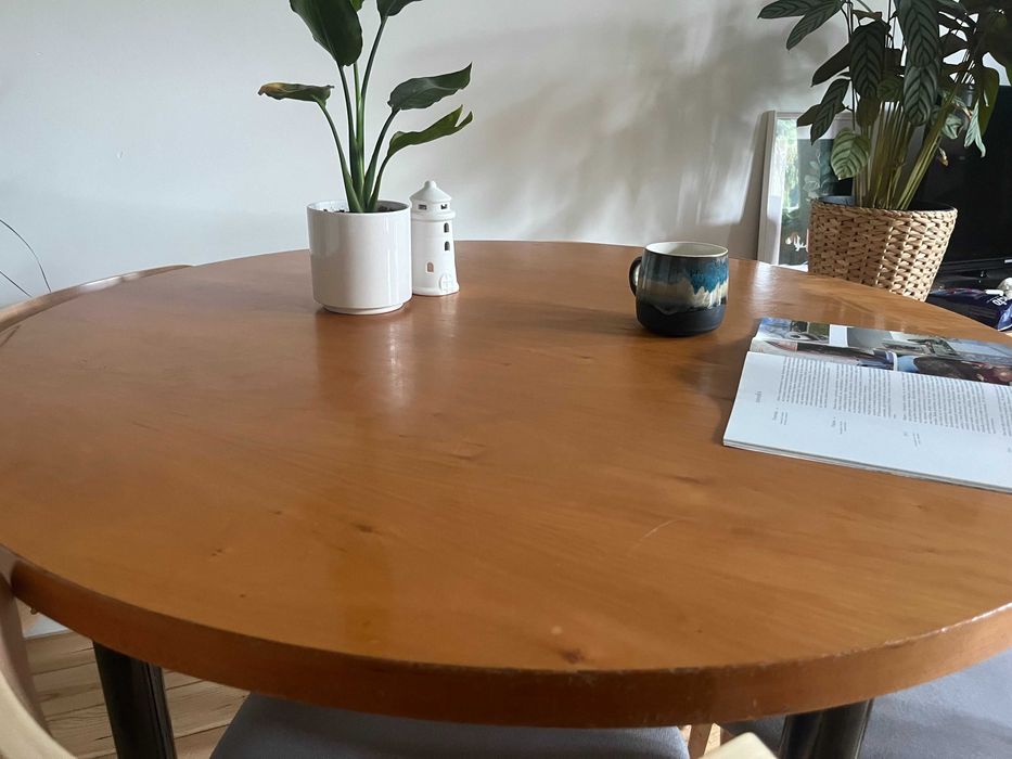 Stół Okrągły PRL Vintage Loft 120cm Metalowe Nogi