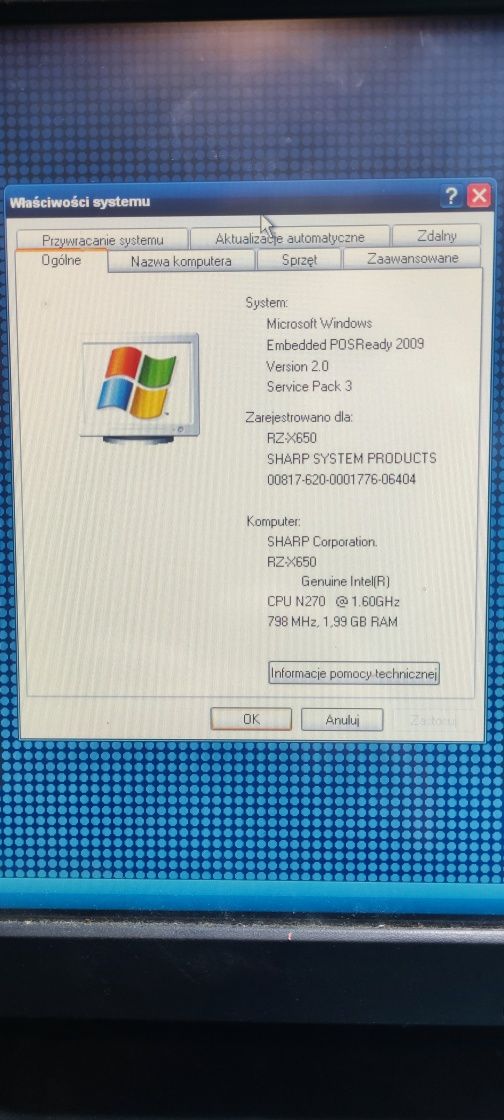 SHARP POS Terminal RZ-X650 SERIES komputer zintegrowany z monitorem