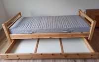 Łóżko sosnowe jednoosobowe 90x200 z szufladą,stelażem i materacem ikea
