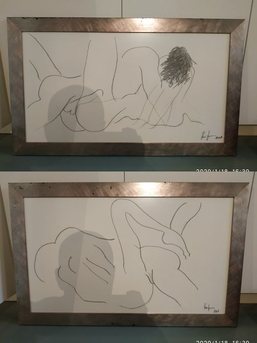 Conjunto 2 quadros com tela e moldura