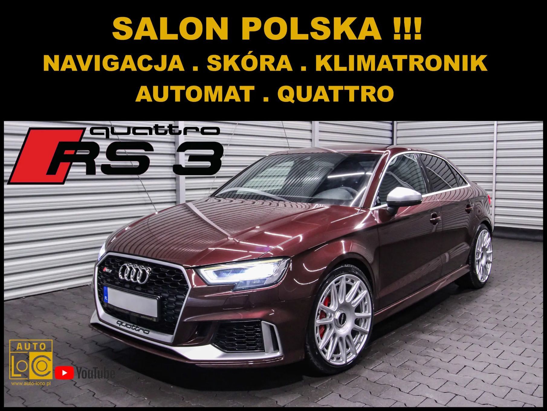 Audi RS3 580 KM + QUATTRO + Automat + Salon POLSKA + Navigacja + Skóra !!!