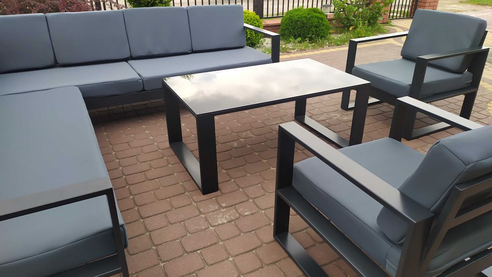 Nowoczesne meble tarasowe ogrodowe- metalowe/ Narożnik