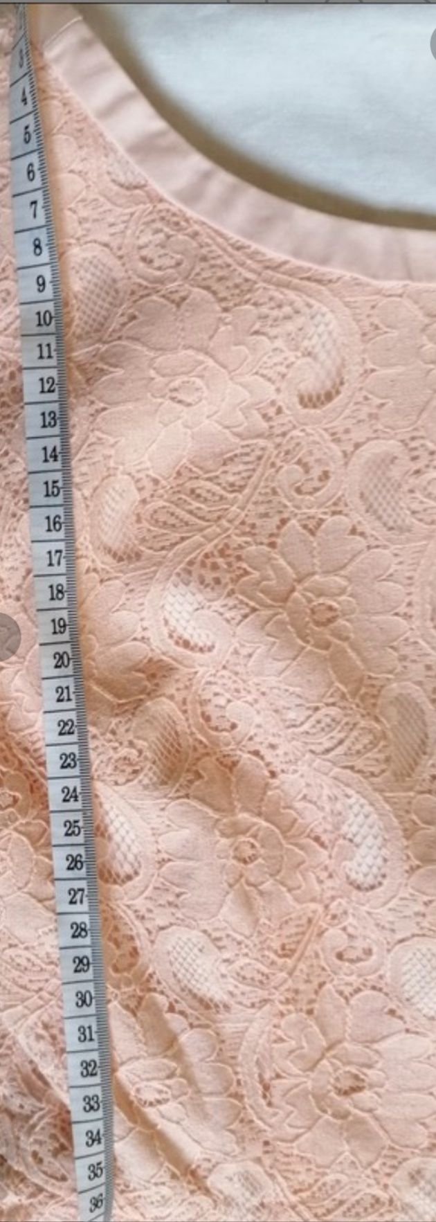 H&M nowa bawełniana koronkowa sukienka pudrowy róż xs 34 dekolt słodka