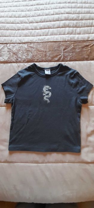 T-shirt cinza escuro Bershka