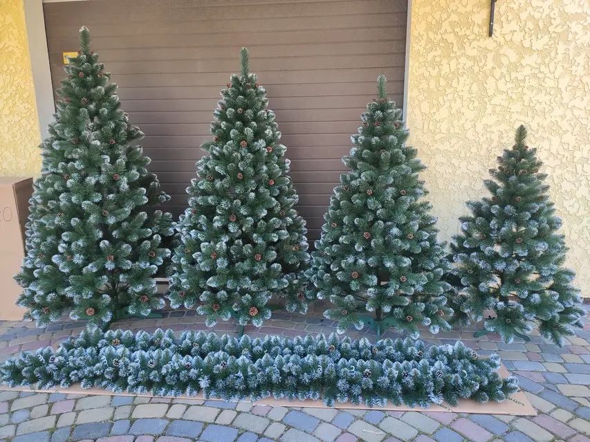 Елітна 2м з шишками ялинка зелена штучна новорічна