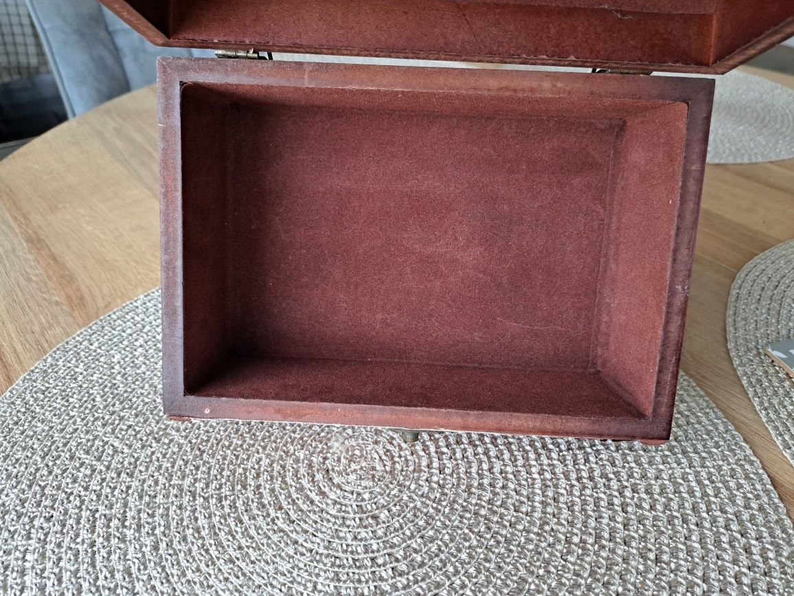 Kuferek MDF decoupage paryż brązowy skrzynka pojemnik kontener