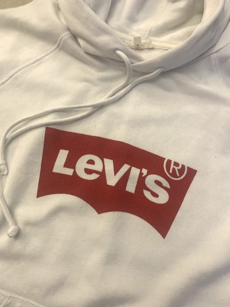 Levi’s biała kangurka bluza damska z kapturem r. L bawełna, oversize