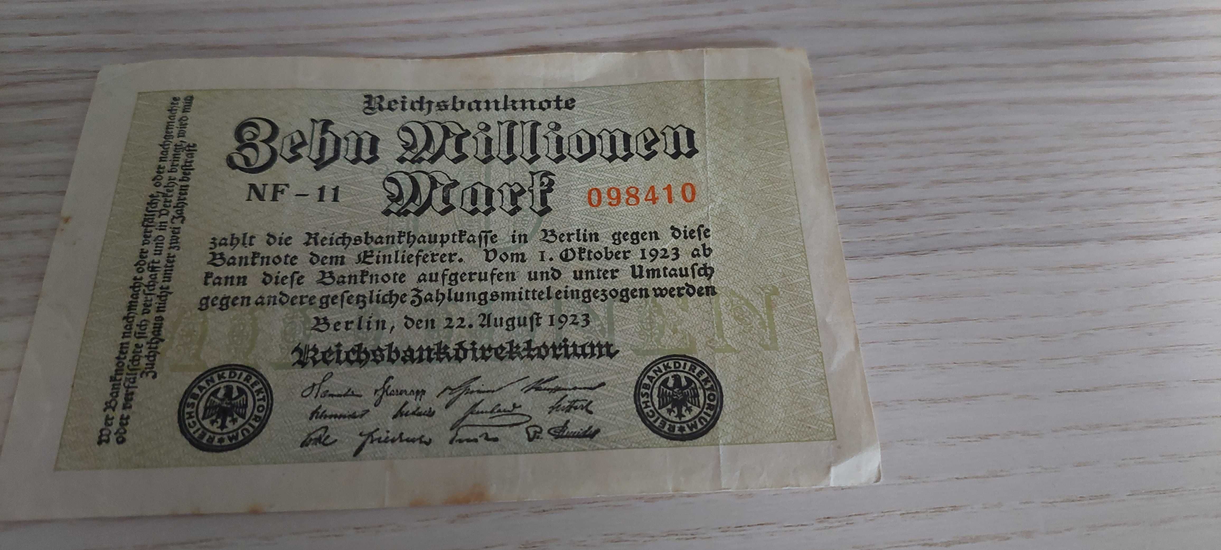 Banknot 10 milionów marek niemieckich z 1923 roku