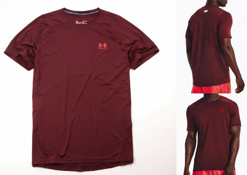Under Armour HeatGear Armour Fitd bordowa koszulka treningowa męska XL