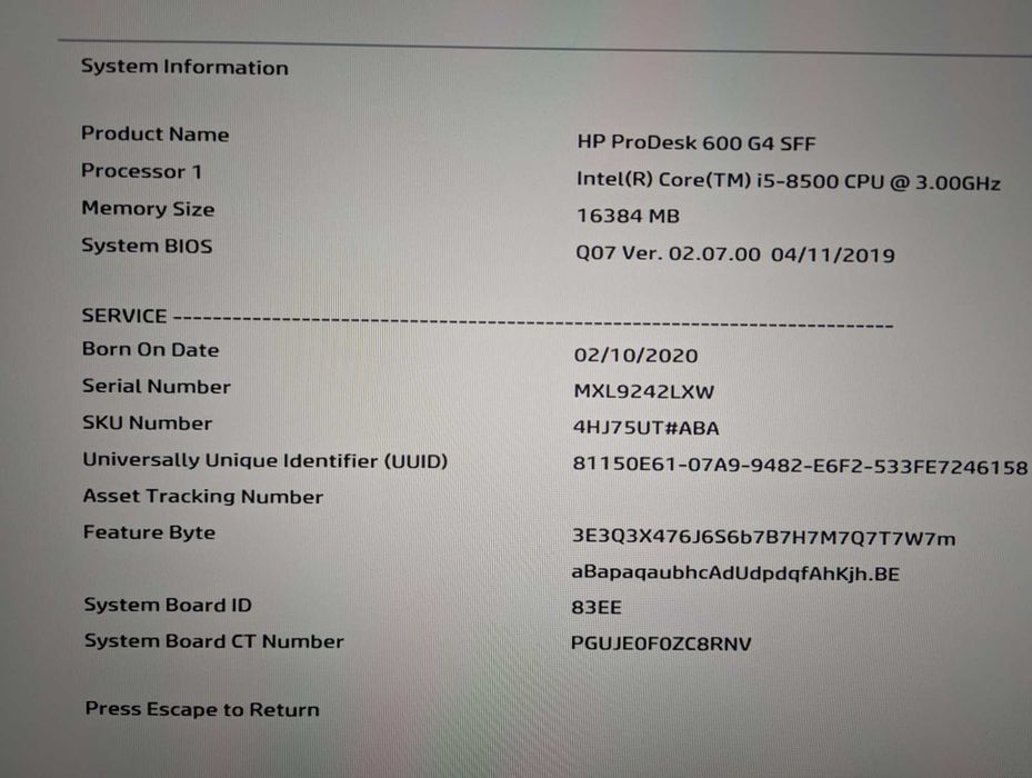 HP ProDesk 600 G4 SFF i5-8500/16GB ddr4/M.2/Sata/Win