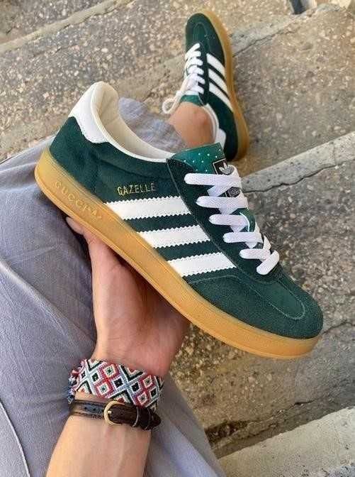 Кроссовки Adidas Gazelle Green White 36-45 адидас газель Распродажа