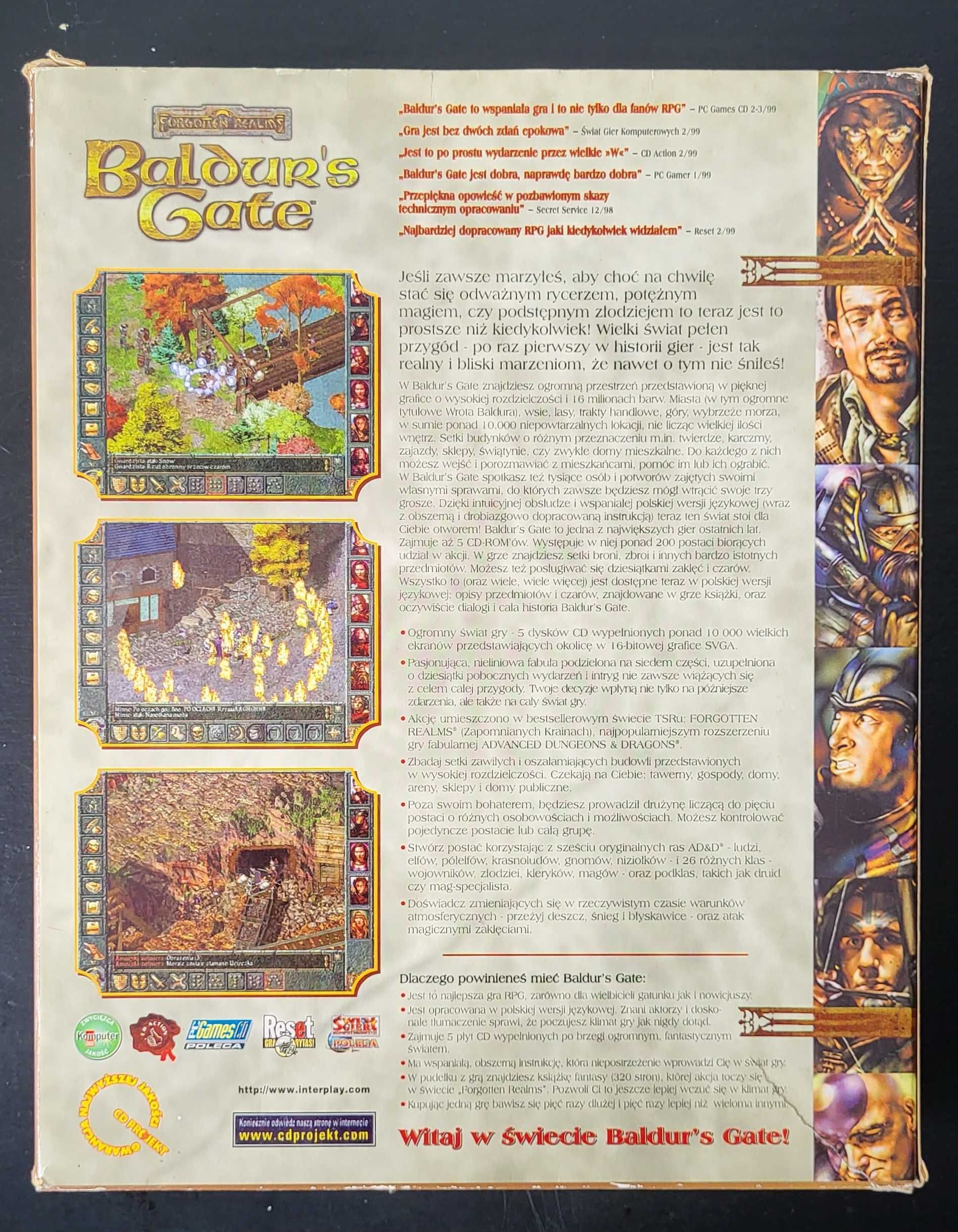 Baldur's Gate 1 - Wrota Baldura - PC CD pudeł­ko premierowe