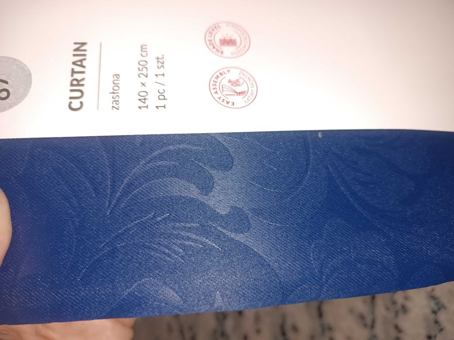 Komplet 2 szt nowych zasłon granatowych na żabki długie 250 cm
