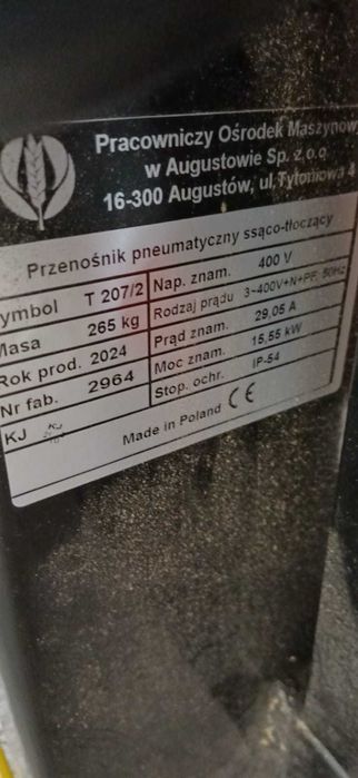 Przenośnik ssąco-tłoczący do zboża T207/2