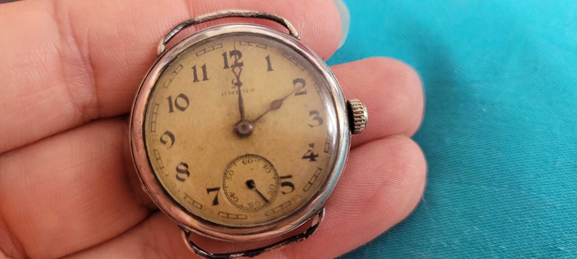 OMEGA antyk z 1930 roku, w srebrnej kopercie, naręczny, vintage