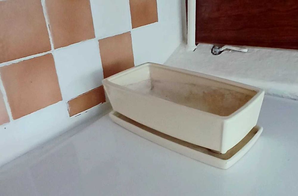 Doniczka Kaktusiarka prostokątna z ceramiki w kolorze bialy mat. 30cm