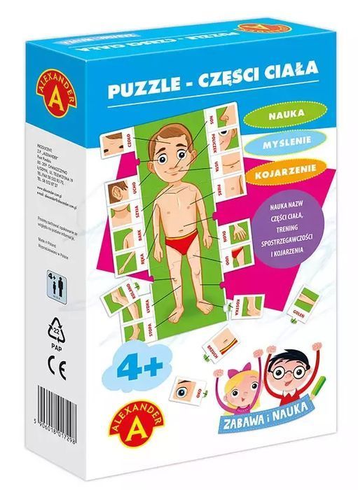 Puzzle 21 elementów. Części ciała. Alexander