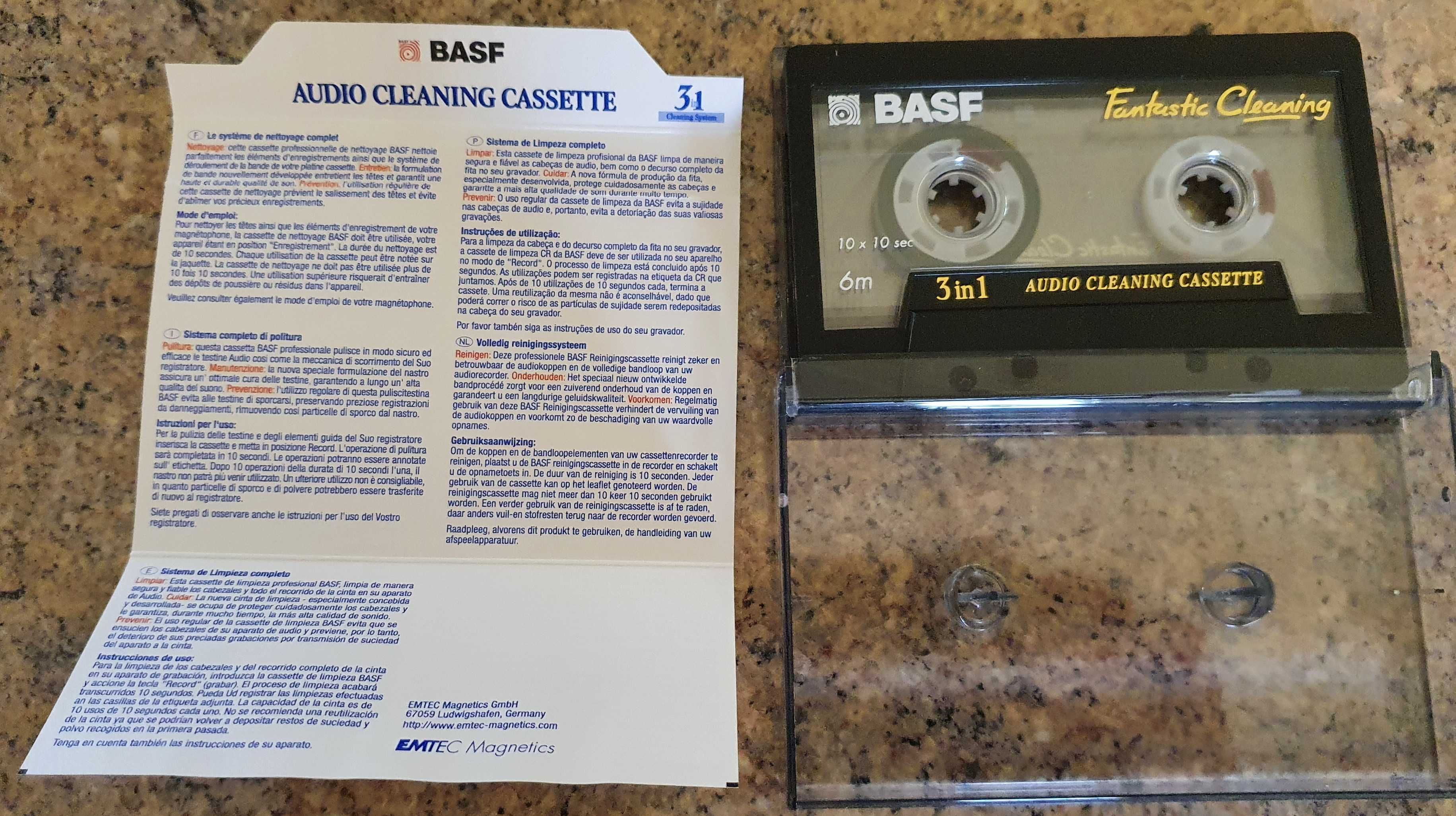 Taśma czyszcząca - Audio Cleaning Cassette 3 in 1 BASF by EMTEC