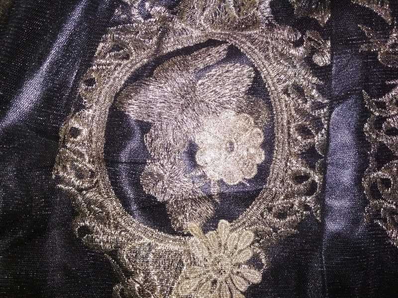 piękna spódnica eko skóra haft złoto kwiaty