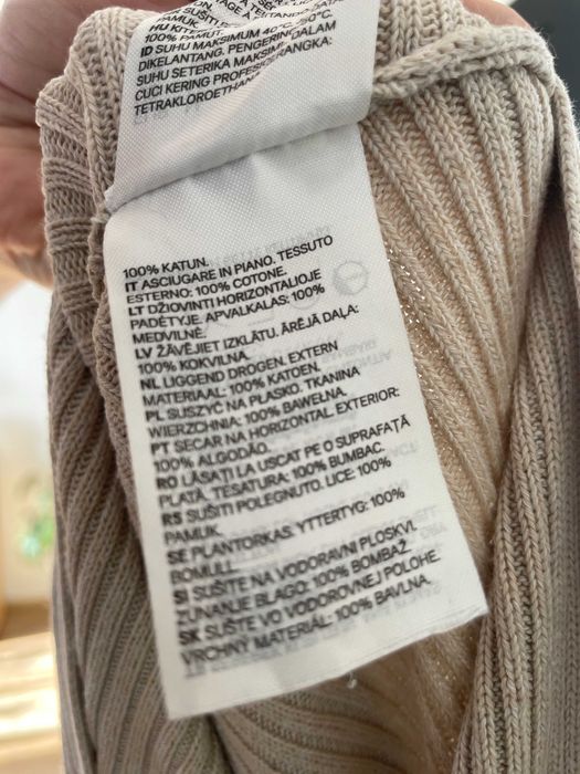 Bawełniany sweter kremowy nietoperz oversize H&M 38