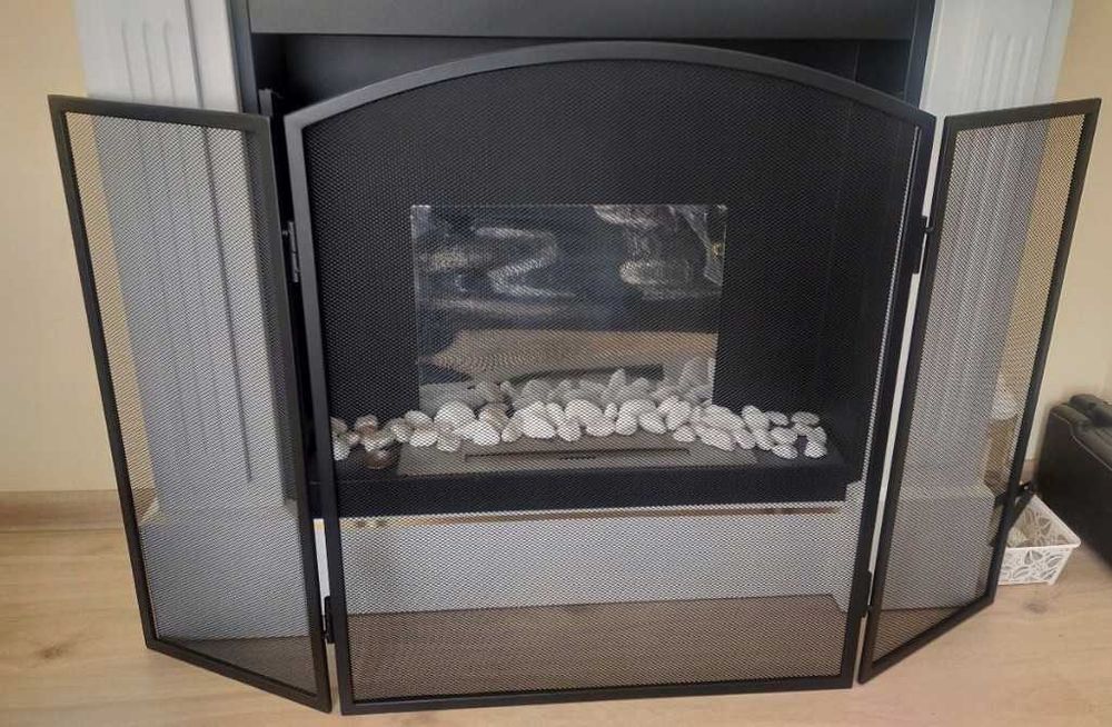 Parawan Zabezpieczenie Osłona Ochronna do Kominka XXL Czarny