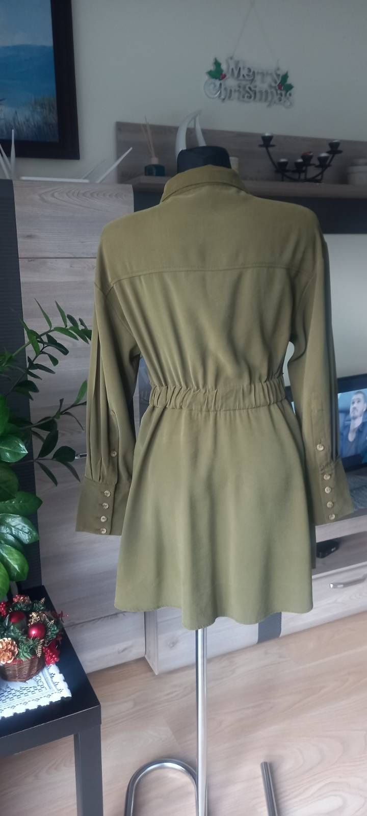 Sukienka tunika zielony khaki Zara r. S