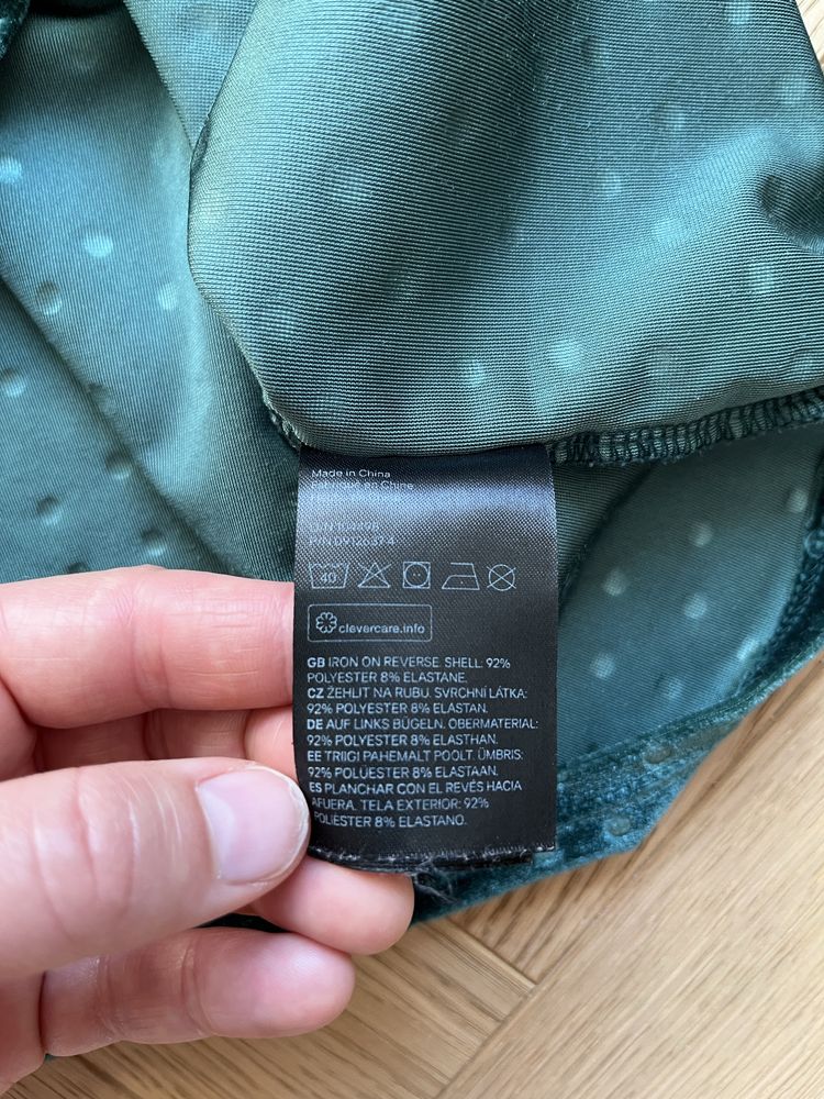 Śliczna welurowa sukienka w groszki H&M, rozm. 86 butelkowa zieleń