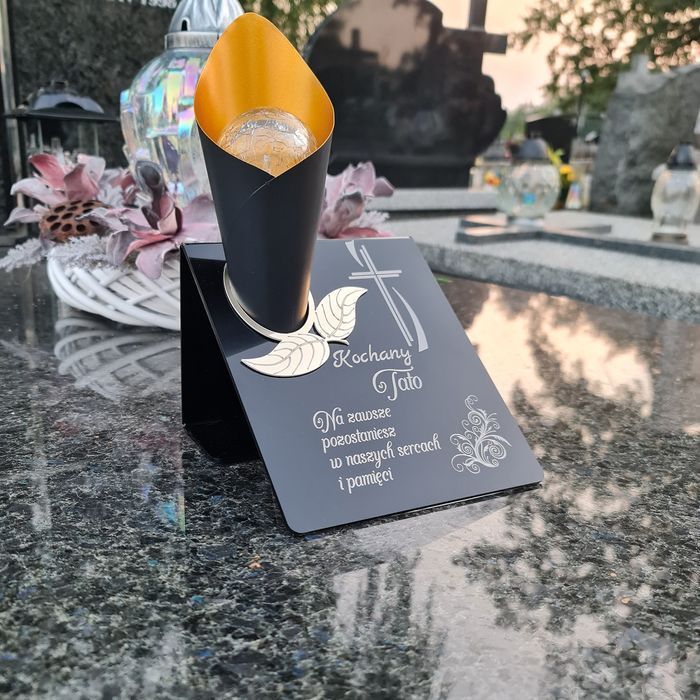 Solarny znicz LED STATUETKA na cmentarz grób duża wieczna lampka