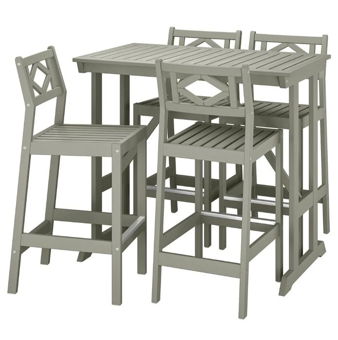 IKEA BONDHOLMEN Stół barowy + 4 krzes bar, Bondholmen szara bejca