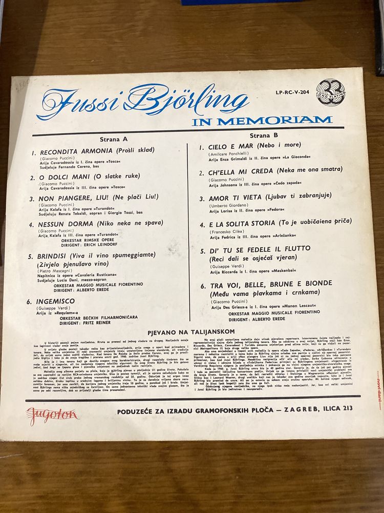 Vinil Fussi Bjorling in memorian