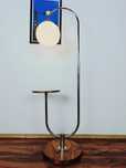 Piękna Lampa Podłogowa w Stylu Art Deco Slezak Chrom Orzech Bauhaus