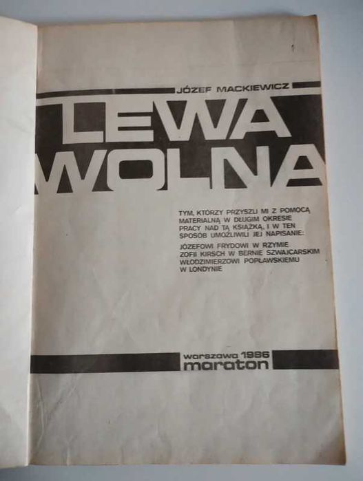 Lewa wolna - Jozef Mackiewicz -