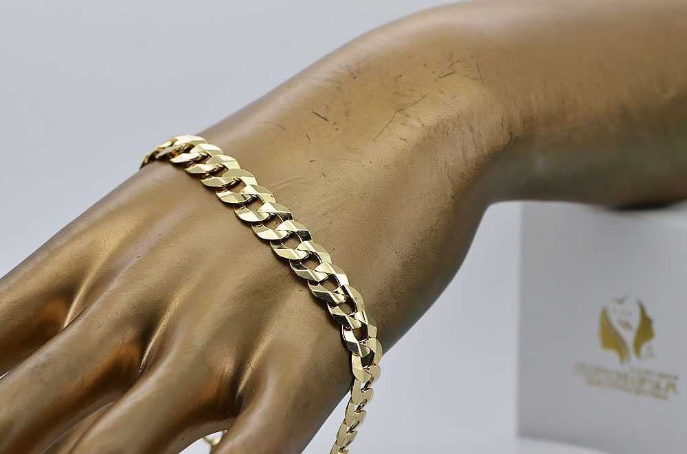 Złota bransoletka 14k 585 Pancerka Excellent! cb099y NEW! 8mm Wrocław