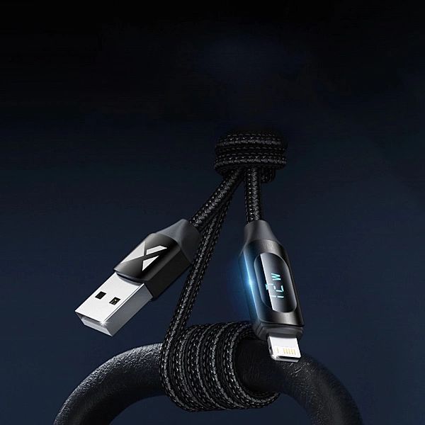 Kabel Usb-a - Lightning Wozinsky Wualc1 z wyświetlaczem Led 2.4a 1m -
