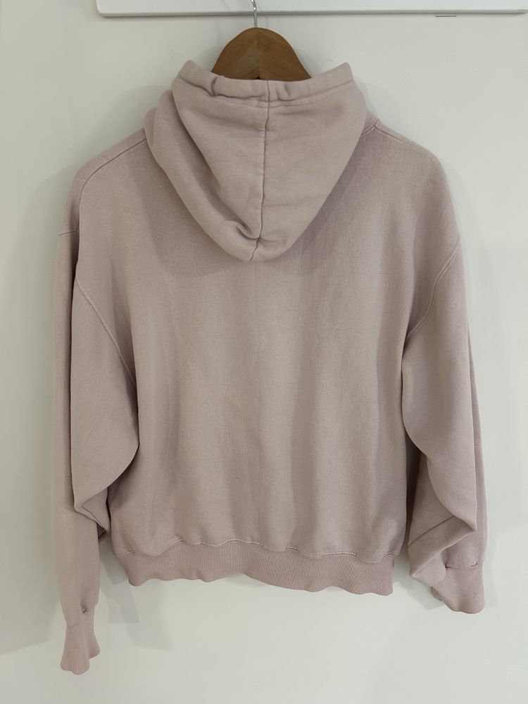 Bluza różowa pudrowy róż gruba z kapturem kangur bawełna bawełniana