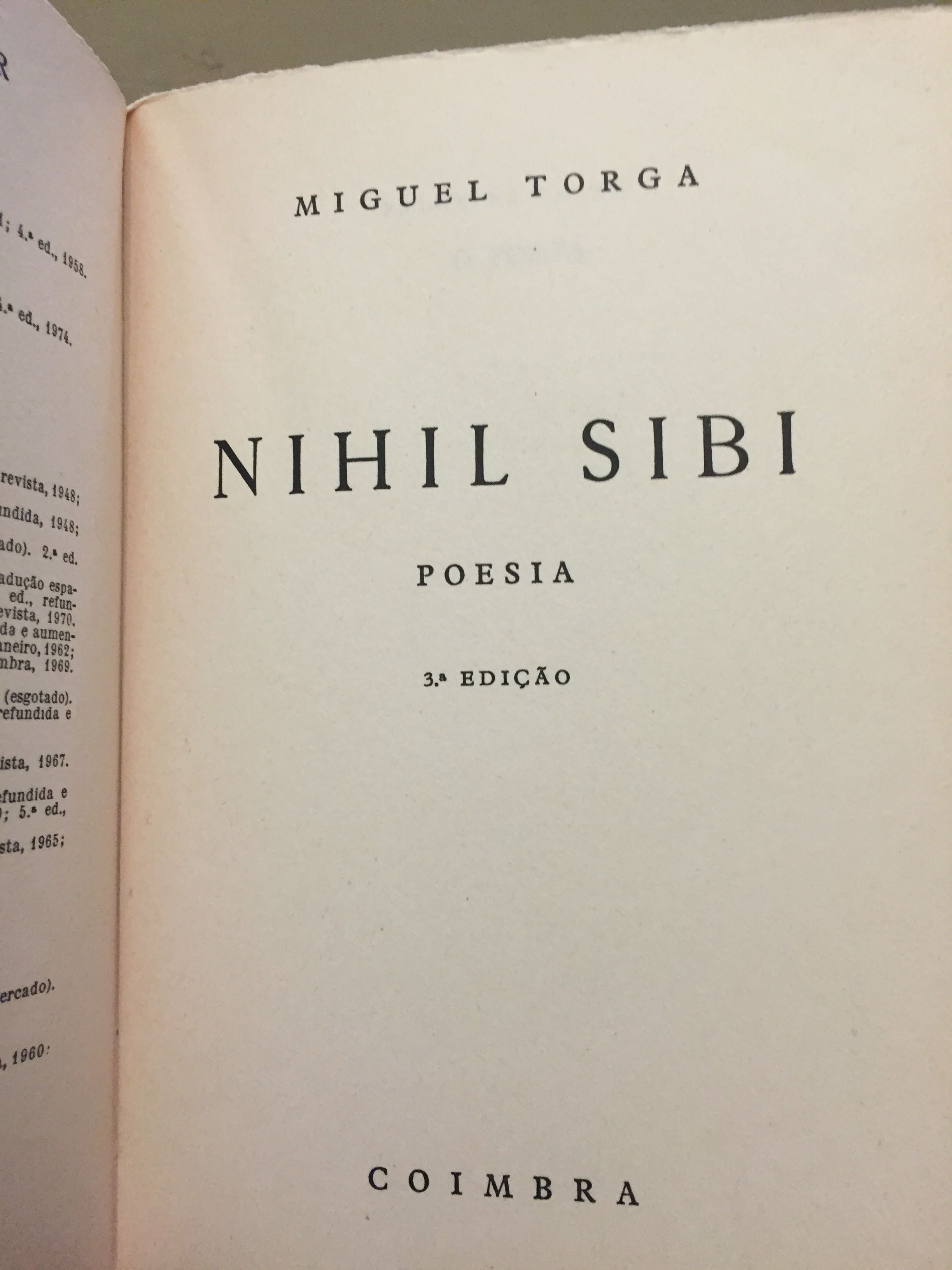 Nihil Sibi de Miguel Torga -3ª edição de 1975