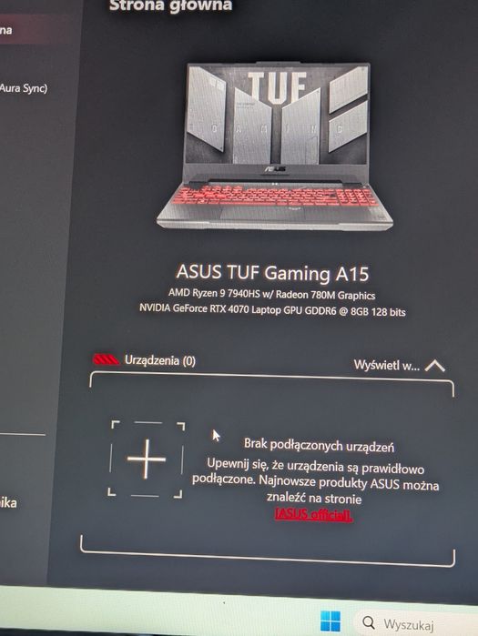 Laptop ASUS TUF A15 RTX 4070 R9-7940HS 16GB