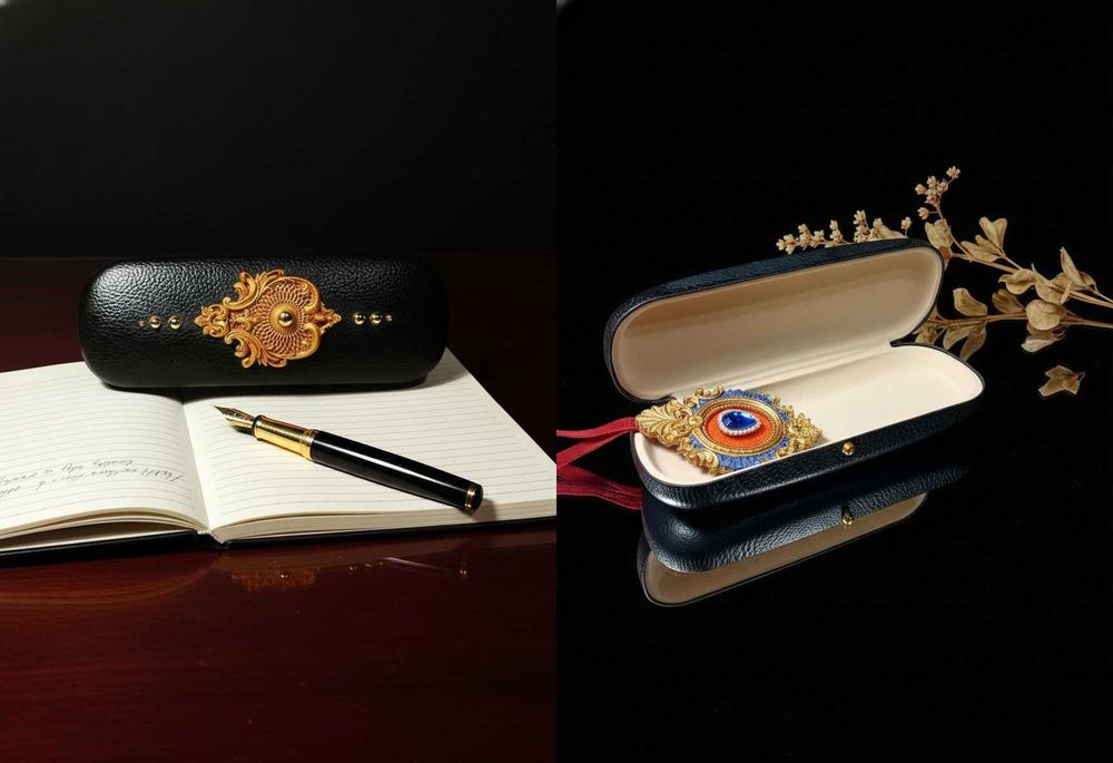 Класичні футляри для окулярів з арабеском, жорсткий каркас, "хлопавка"