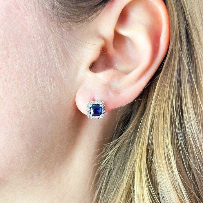 Сережки «Блискучий синій квадрат»