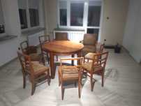 Solidny zestaw mebli drewnianych z lat 60