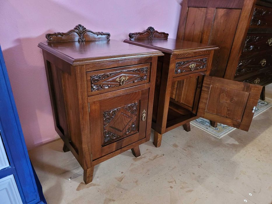 Mesas de cabeceira vintage em madeira maciça - óptimo es