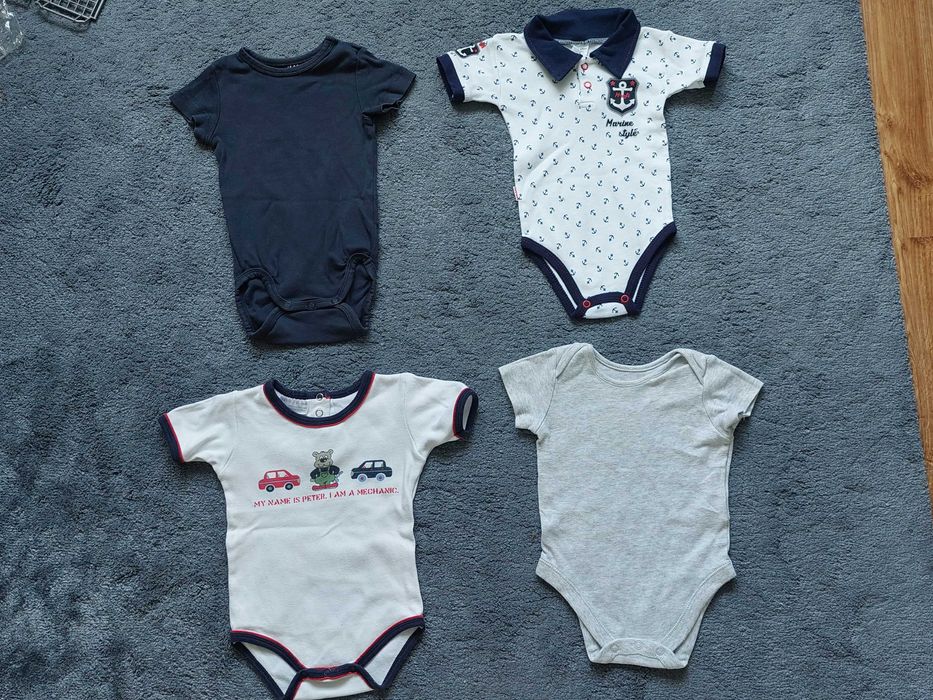 Body niemowlęce letnie, krótki rękaw, zestaw r. 68, 3-6 m-ce