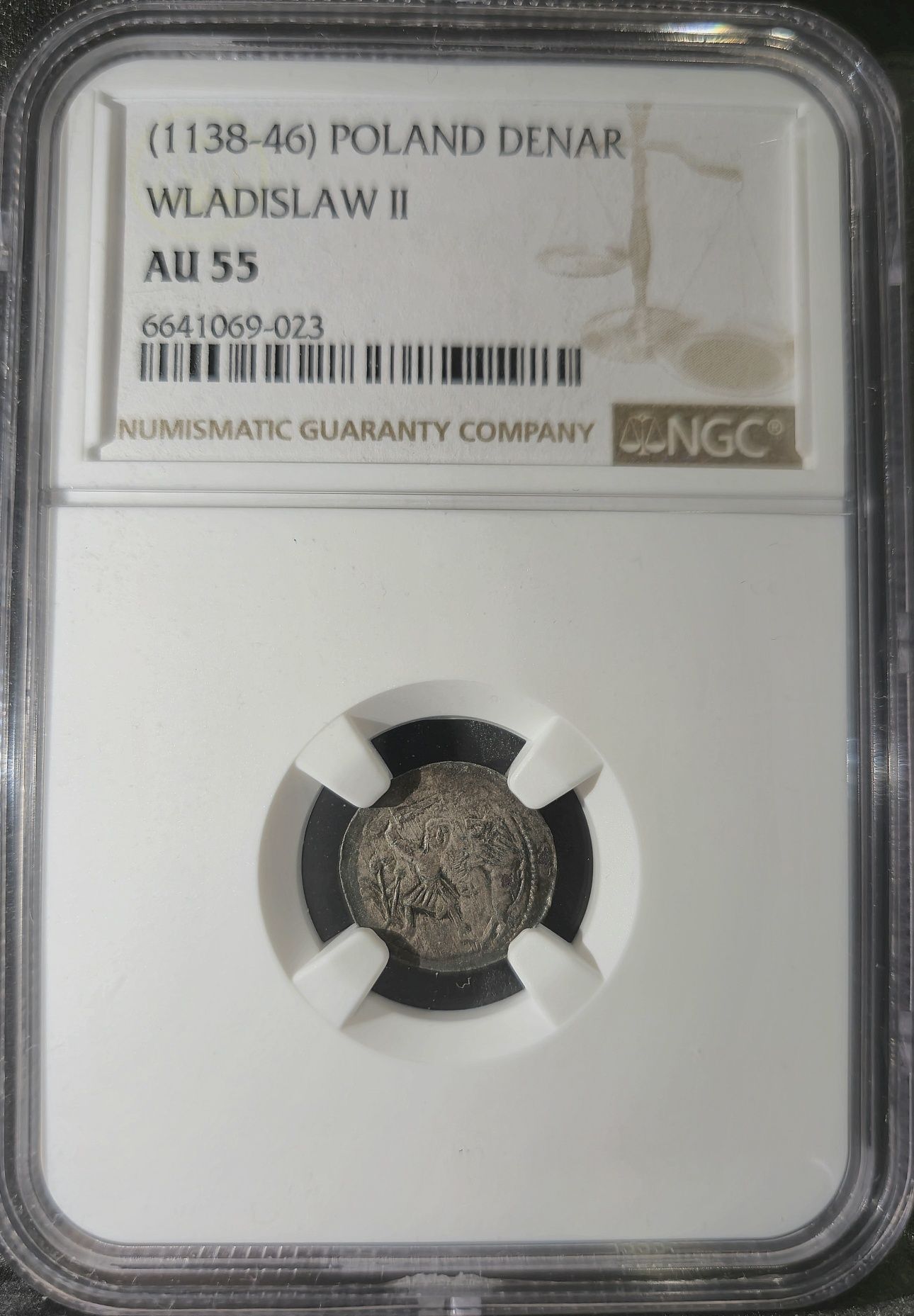 Denar Władysław Wygnaniec walka z lwem - grading NGC