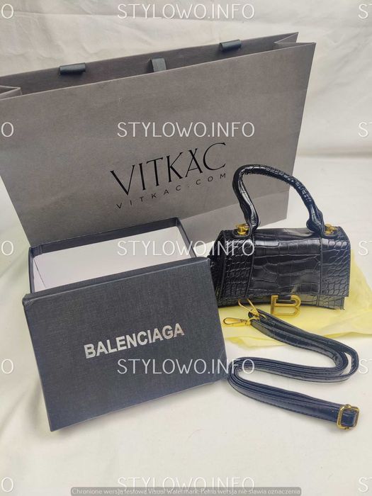 Torebka kuferek Balenciaga Paris damska torba nowość czarna z pudelkie