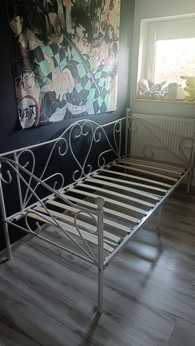 Łóżko metalowe białe młodzieżowe 90x200