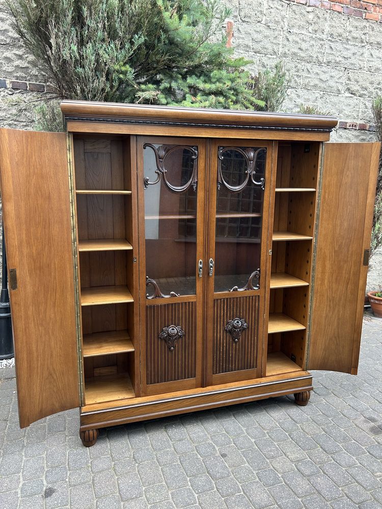Antyczna Biblioteka Kredens Witryna Lata 20-te Uniakt Po Renowacji