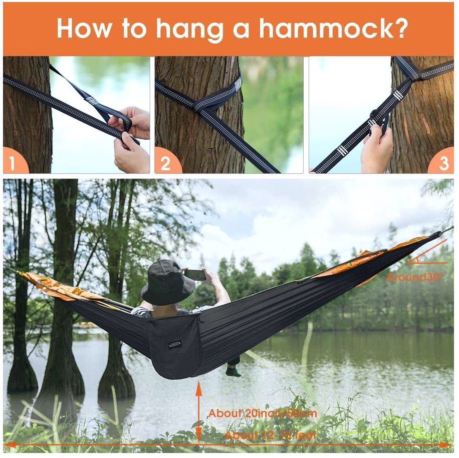 Large Camping Hammock with Mosquito Net 2 Person