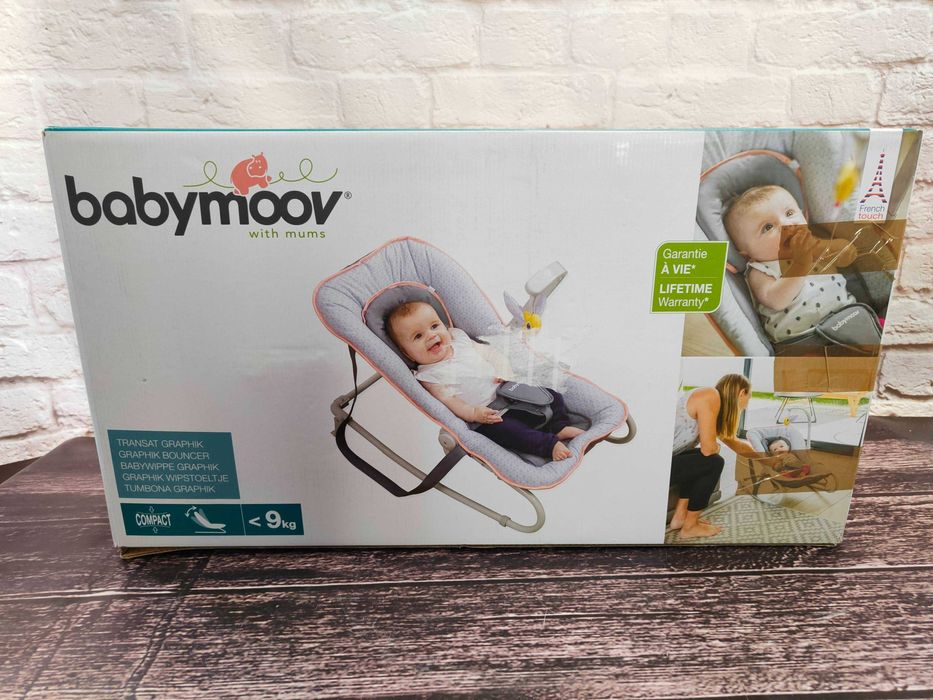 Leżaczek bujaczek Babymoov Babywippe szaro-morelowy