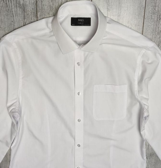 Біла чоловіча сорочка розмір М белая мужская рубашка Marks & Spencer М