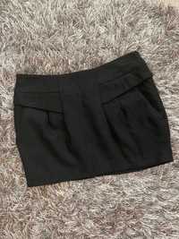 wełniana mini spódnica spódniczka 38 M reserved wełna czarna krótka